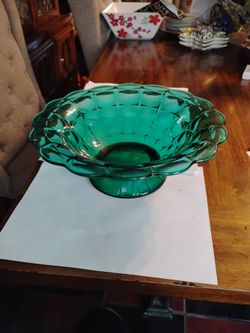 Vintage Tiara green glass bowl