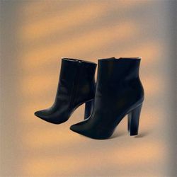Black Leather Ankle Boots 