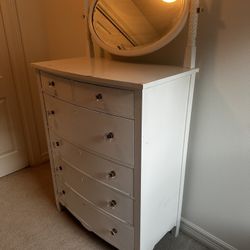 Antique White Wood Dresser 