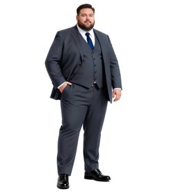 GATMSTZ Men's Formal Big Tall 3 Pieces Suit 2 Buttons Wedding Jacket Vest Pants (Grey 52R)
