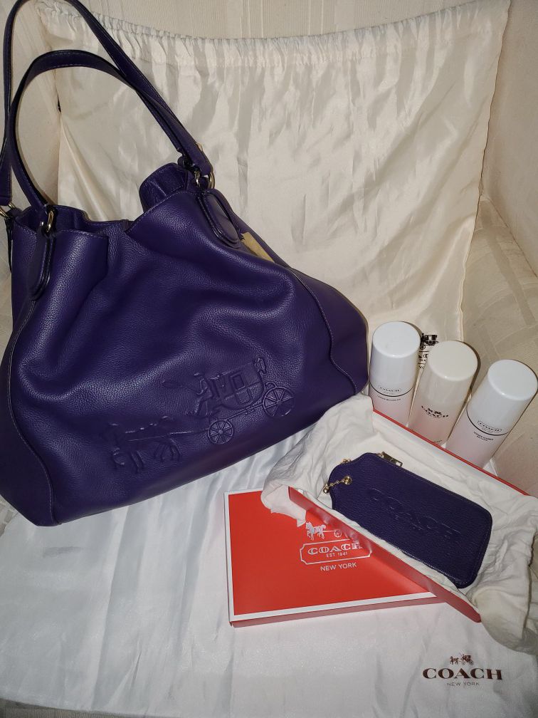 COACH Handbag and Wallet with cleaner and moisturizer