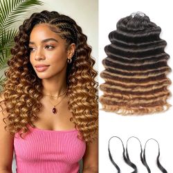 Human Crochet Hair 22 Inch Deep Ocean Wave Bundles Human Hair Pre-separated 120 Strands 150G Invisible Feather Crochet Human Hair Extensions