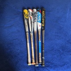 Baseball Bats: 3 Easton Bats, And Two Louisville Slugger Bats 