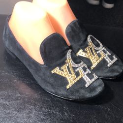Louis  Vuiton CL0134 Women’s Black Suede Black Slip On Sandals Size 36.5/6US 