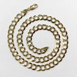 10K Yellow Gold Unisex Diamond Cut Curb Link Chain Size: 22.0" 9.3 mm TPW011229