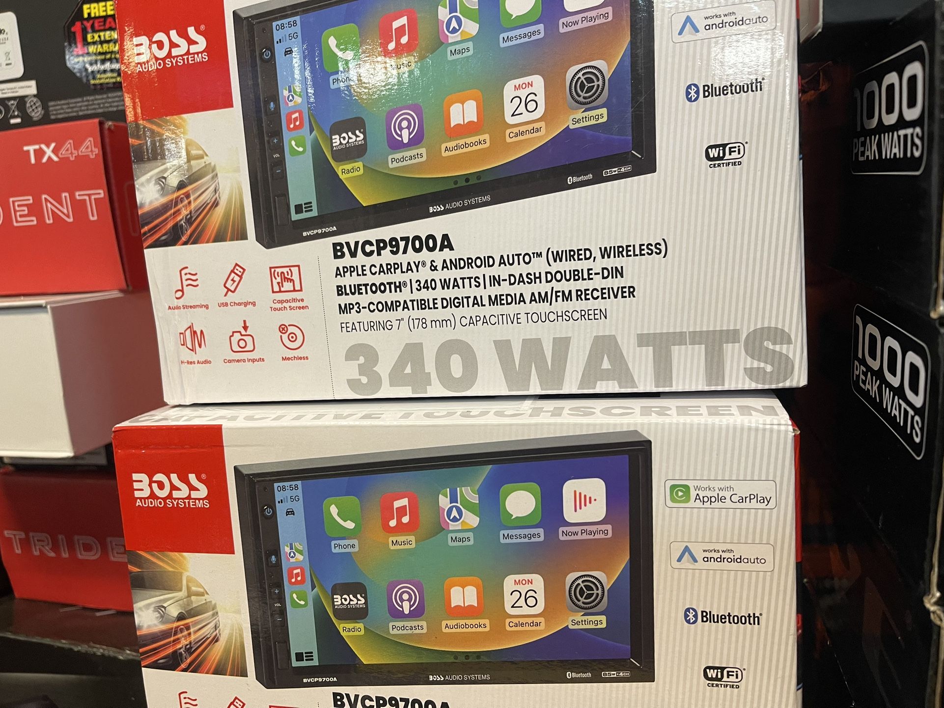 BOSS Audio Systems BVCP9700A Car Stereo - Apple CarPlay, Android Auto, Double Din, 7 Inch Touchscreen, Bluetooth, No CD DVD Player, AM/FM Radio Receiv