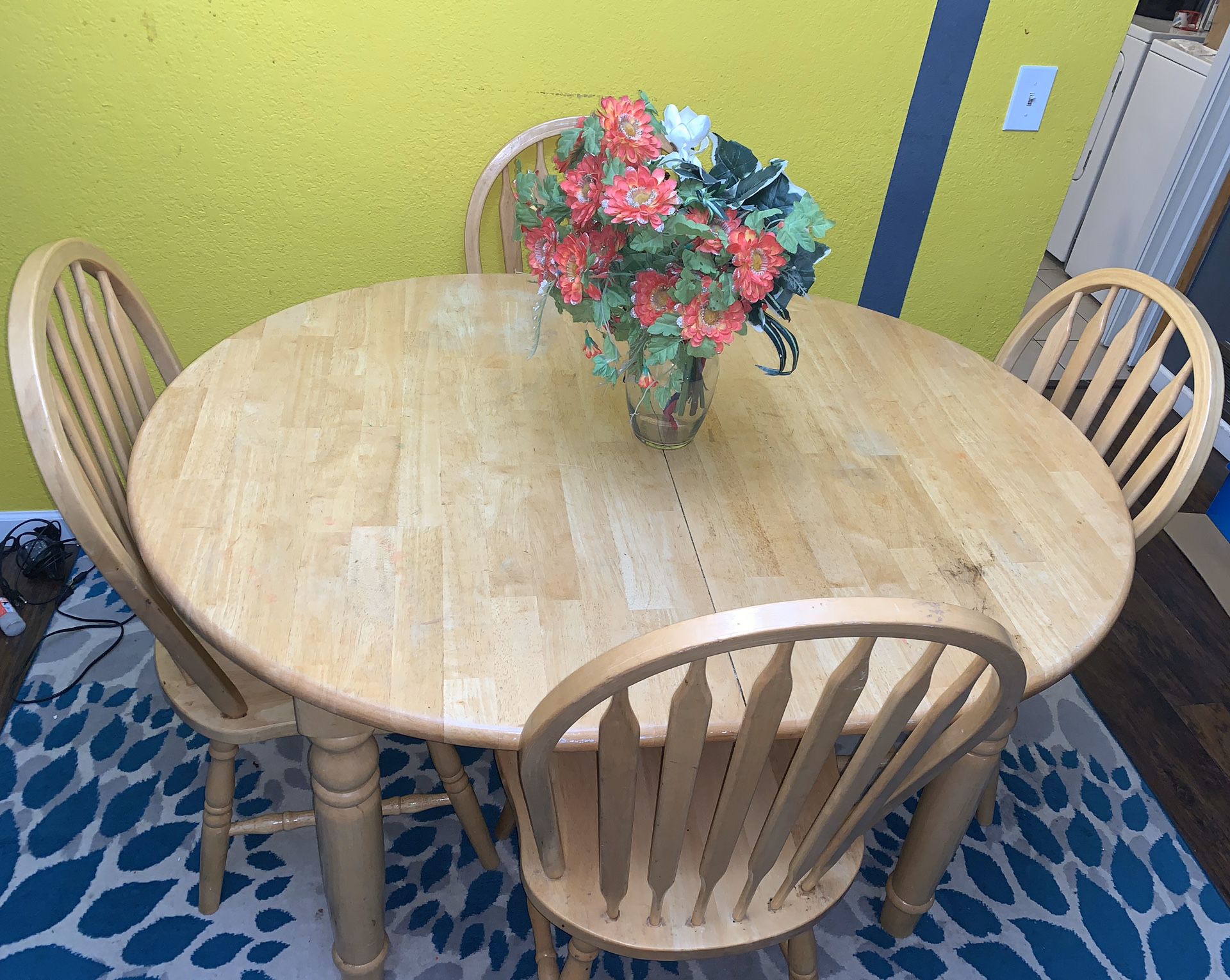 Wooden dining set with 5 chairs