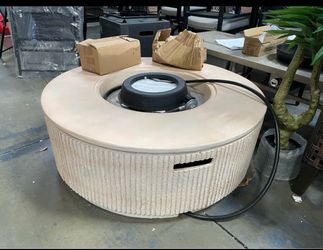 New 38.19'' Round Outdoor Fire Pit with Vertical Stripe Design, 50000 BTU Round Fire Pit Table