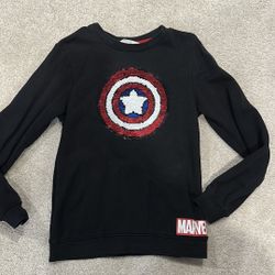 Captain America sequin changing sweatshirt (sz 8-10 yrs)