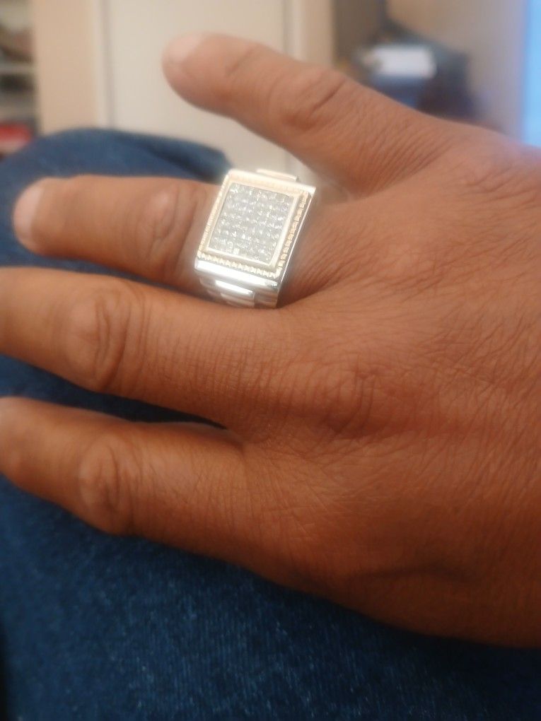 Ring For Men Whet A Small Diamond Gold Two Tone