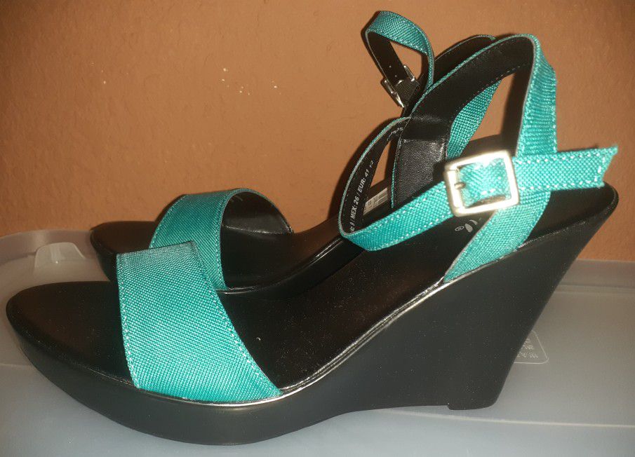 Turquoise Wedge Sandals 