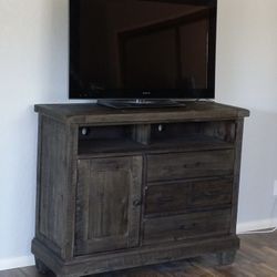 Rustic Wood TV Stand Entertainment Center Distressed Finish