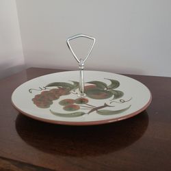 Vintage Stangl Pottery Handled Serving Plate "Orchard Song" Pattern