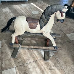 Rocking Horse Solid Carved  Wood.