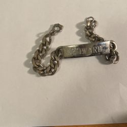 Vintage silver tone, metal ID bracelet engraved Howard