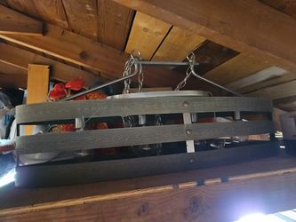 hanging gray metal light whit chain  home depot cost over $300