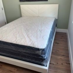 New Queen Size Bed Frame With Mattress New Bedroom Furniture Bed Set Queen BED + Mattress And Box Springs Set // Set De Cama Queen Nuevo 