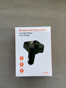 Wireless FM transmitter, car charger, MP3 player and Bluetooth