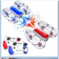 Veeniix 2 Player Mini Drone for Kids with Battle Mode Indoor RC Quadcopter Plane with 3D Flips, 360° Rotation, Circle Fly, Auto Hover, 4 Batteries, Gi