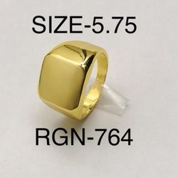 Signet Square Gold Tone Ring for Men & Women: Size-5.50/RGN-5.75