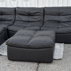 ZGALLERIE Convo Leather Modular Sectional Curved w/ ottoman  