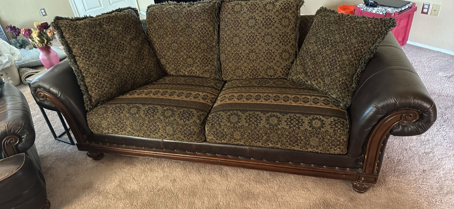 FREE Couch And Leather Chair With Ottoman