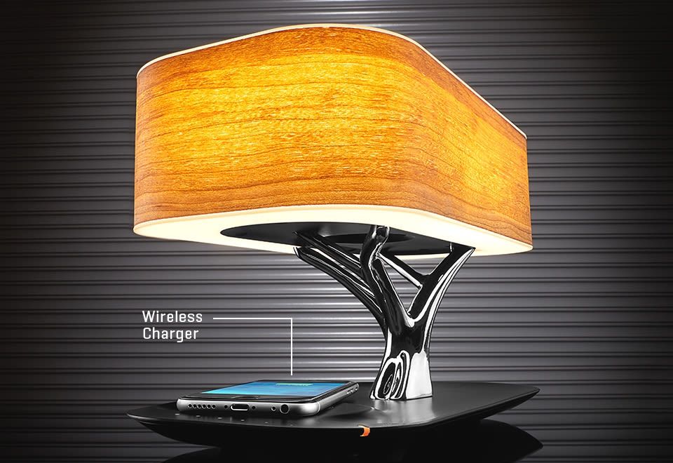 Bonsai Bluetooth Speaker Lamp with Wireless Charging Pad by Sharper Image