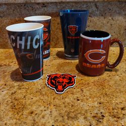 Chicago Bears Cups And Fridge Magnet 