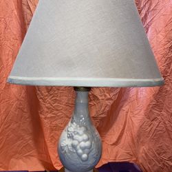 Vintage Lamp White Ceramic w/ Raised Grape Brass Base Works