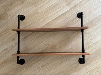 Industrial Wood and Pipe Shelves