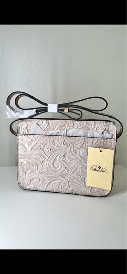 Patricia Nash Vallata Embossed Leather Crossbody Bag - Chalk White