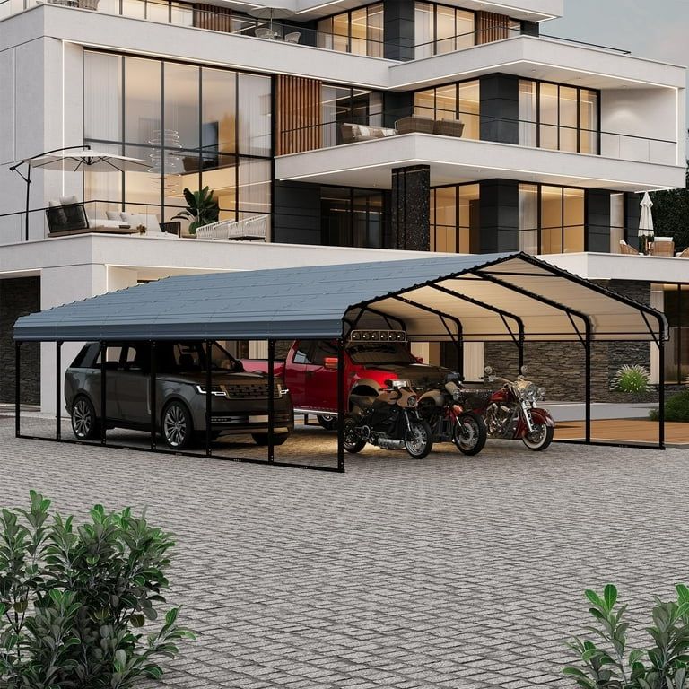 Erommy Metal Carport 20x30 FT, Heavy Duty Steel Carport with Galvanized Roof and Powder-Coated Frame for Car ,Truck and Boat