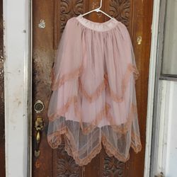Bohemian Long Silk And Lace Skirt Women's Small 