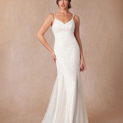 Azazie Beaded Wedding Dress - Never Worn