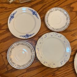 Blue And Silver Mix And Match China Plates