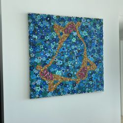 ArtWork Wall Art. “Aqua” Acrylic on Canvas. 47x47Inch.