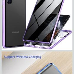 Privacy Magnetic Case for Samsung Galaxy S23 Ultra, Anti peep Magnetic Adsorption Cover, Double Sided Tempered Glass Full Screen Covered