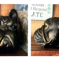 Two Resin Antique Bronze Dog Bookends 