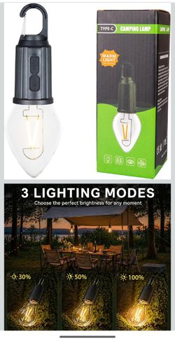 1 Pack Rechargeable Camping Lights, Hanging LED Tent Bulbs