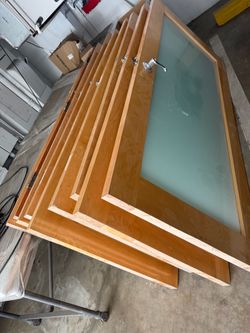Wood Interior Doors with Frosted Glass Panel