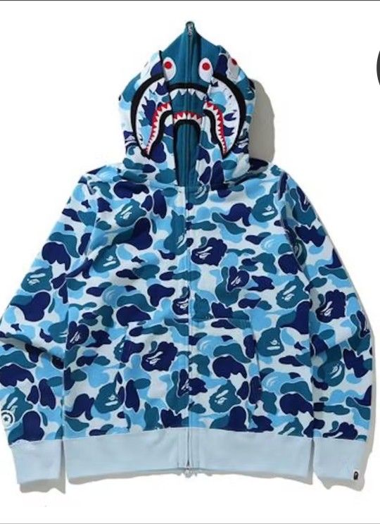 BAPE Big ABC Camo Shark Wide Full Zip Double Hoodie
