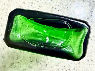 Vintage 1940s Forest Green Glass Apothecary Bottle, Owens-Illinois Huntington WV, 6.5”