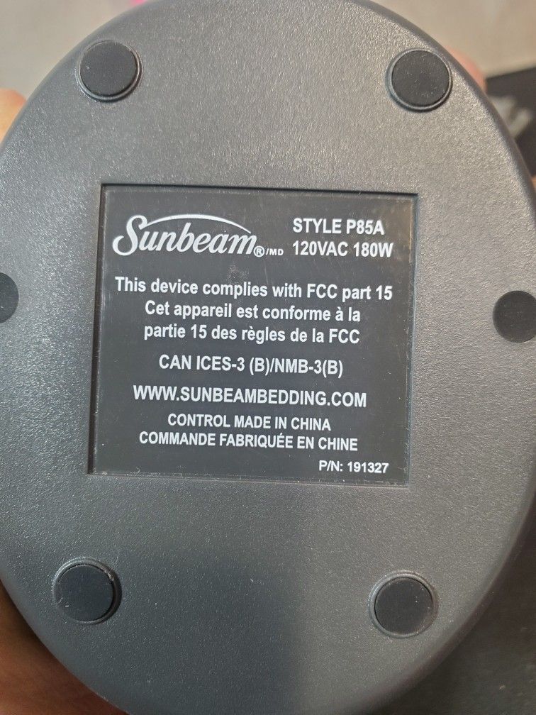 @CHV. SUNBEAM ELECTRIC BLANKET REMOTE TEMPERATURE CONTROL REPLACEMENT P85A DIGITAL