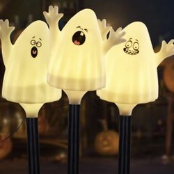 Halloween Decorations Solar Stake Lights, Ghost Hands-Up Lights with 2 Lighting Modes, Solar Light Outdoor Waterproof for Pathway Garden Yard Walkway 