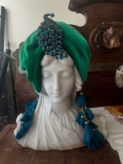 Kelly Green Peacock Didi Velour Dorado Turban