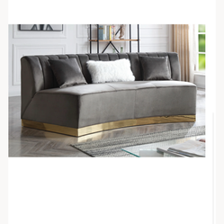 Gray velvet couch