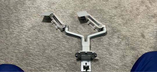 Dual Monitor Arm Mount Silver Aluminum