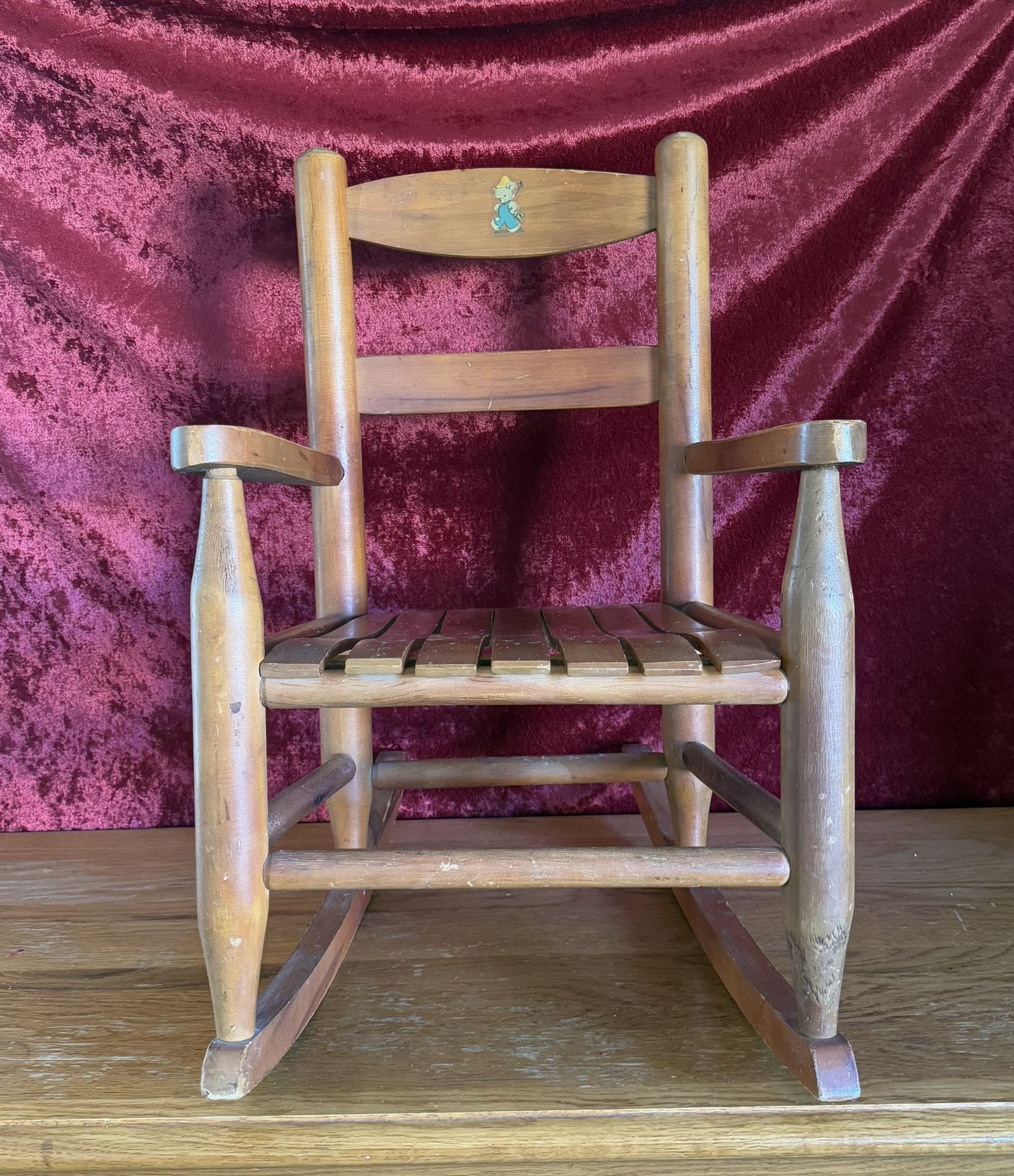 Vintage Child's Wooden Rocking Chair - 1950s