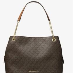 Michael Kors Jet Set Chain Large Shoulder Tote Bag Brown Signature Logo