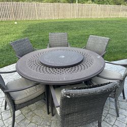 Dining Set/Fire table- Table, 6 Chairs